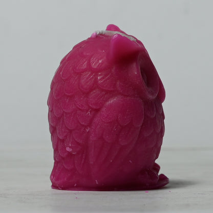 Real Owl Figure Candle Dark Pink