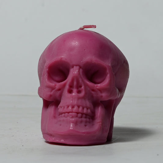 Real Human Skull Figure Candle Pink