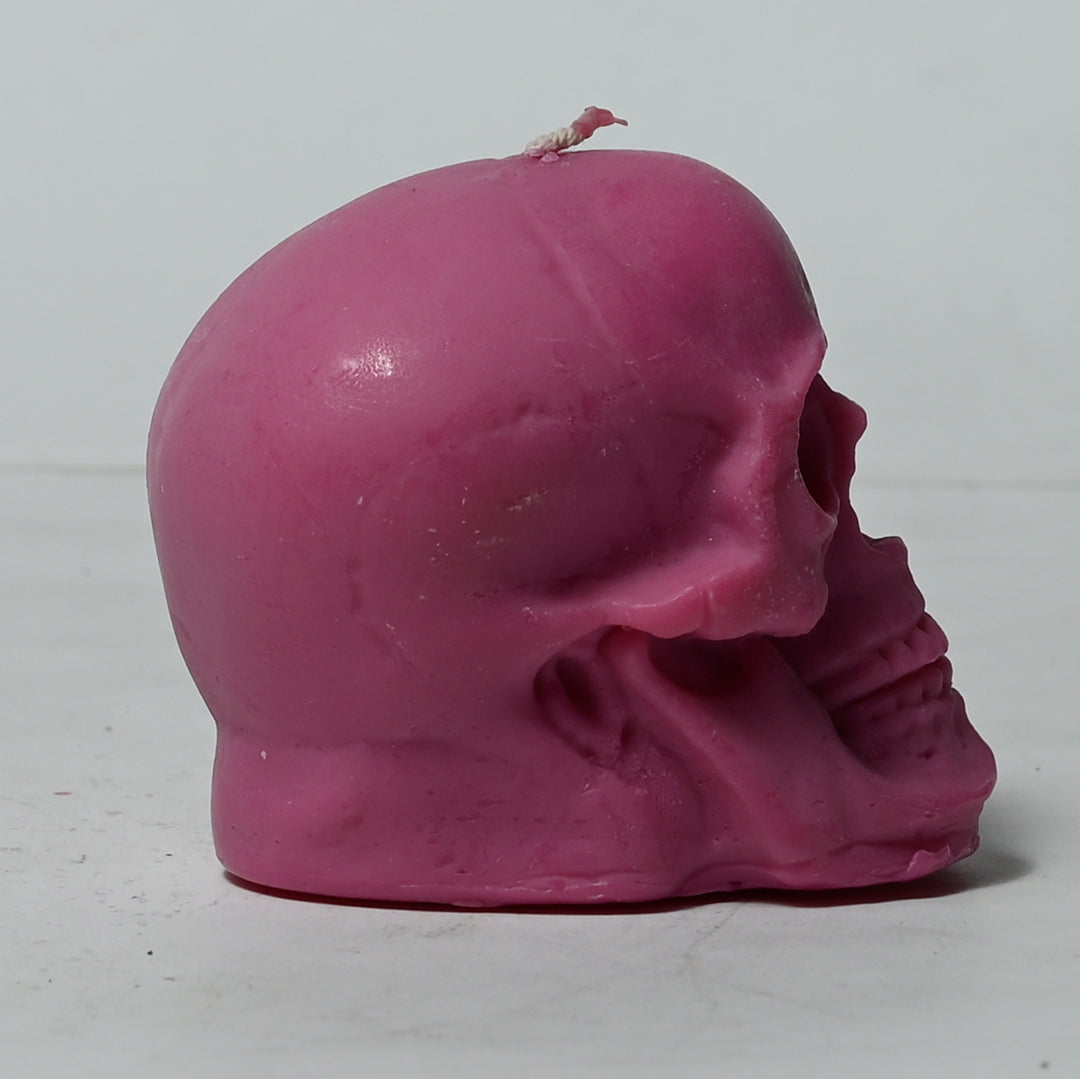 Real Human Skull Figure Candle Pink