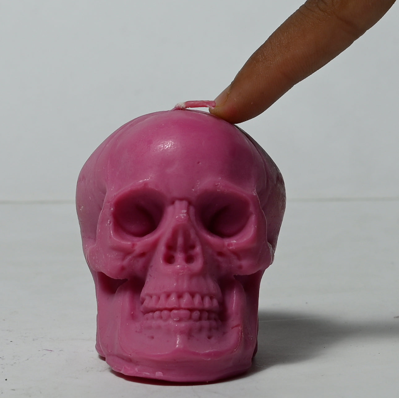 Real Human Skull Figure Candle Pink