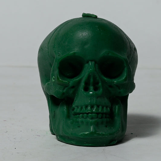 Real Human Skull Figure Candle Green