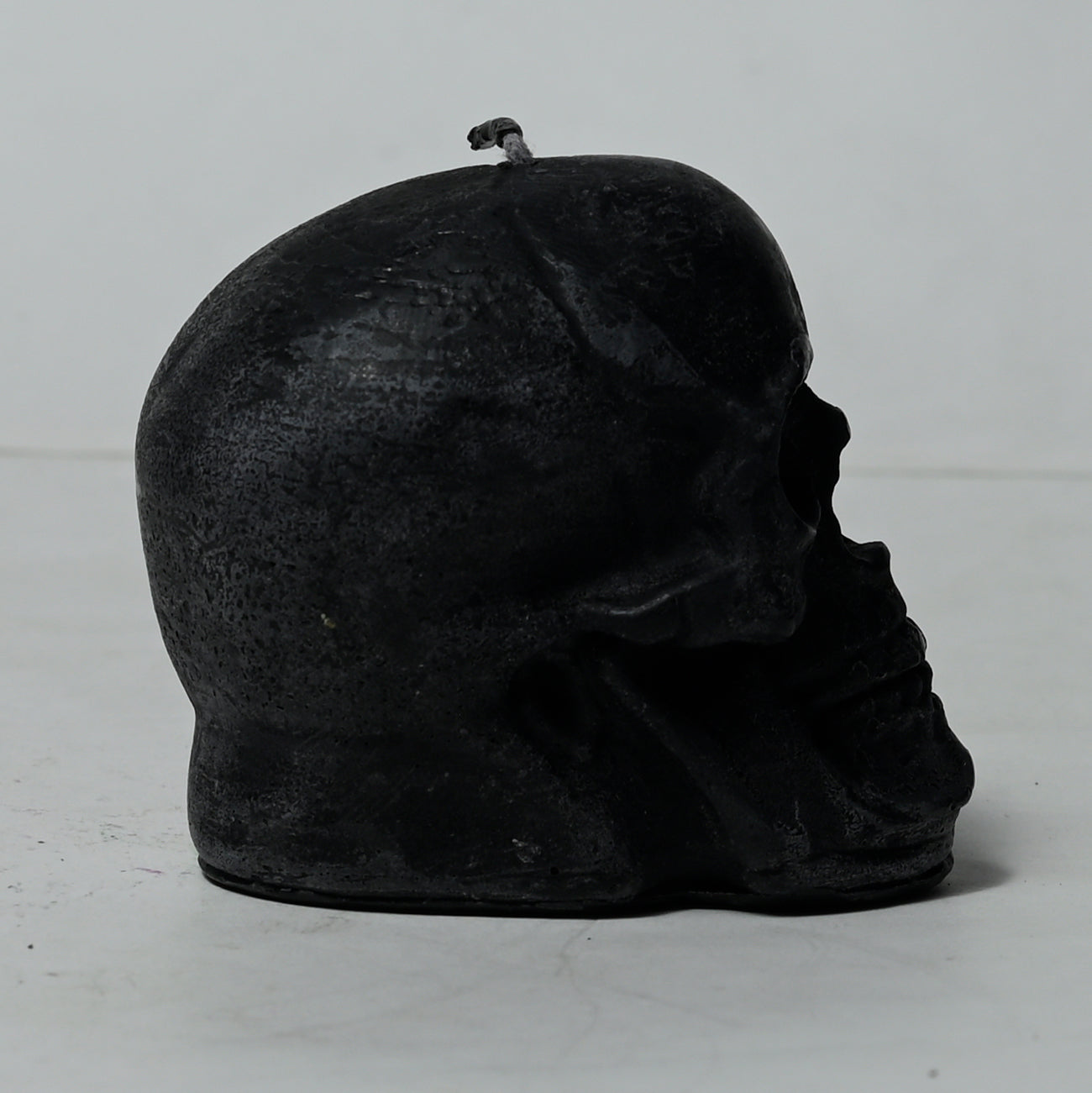 Real Human Skull Figure Candle Black