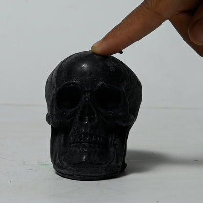 Real Human Skull Figure Candle Black