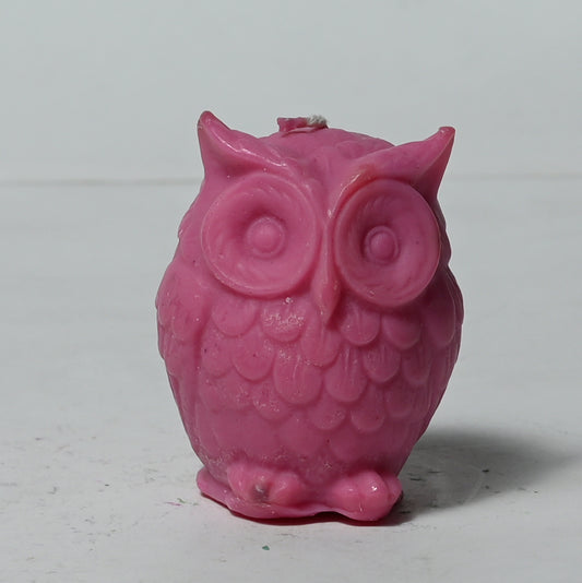 Real Owl Figure Candle Pink