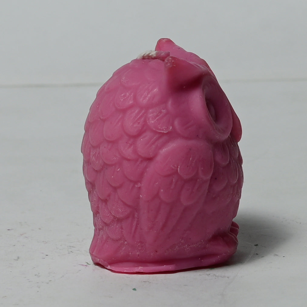 Real Owl Figure Candle Pink