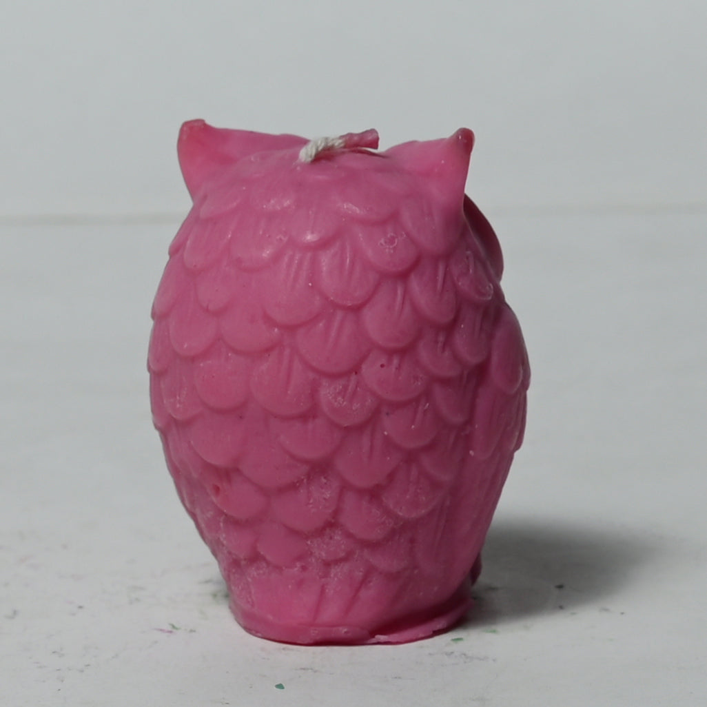 Real Owl Figure Candle Pink