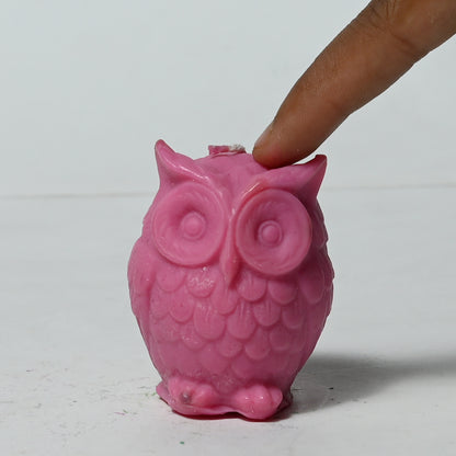 Real Owl Figure Candle Pink