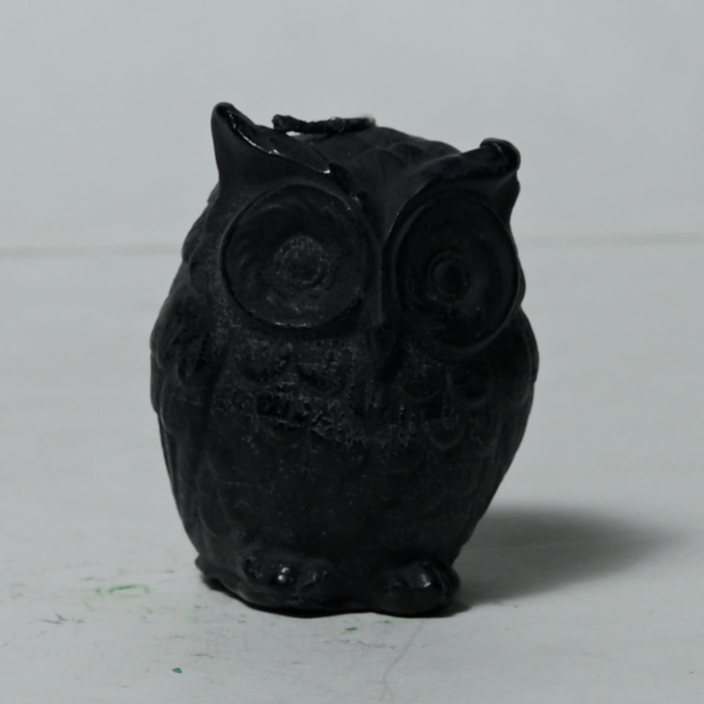 Real Owl Figure Candle Black