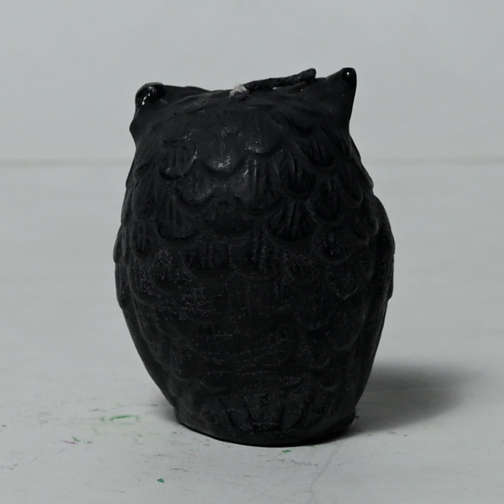 Real Owl Figure Candle Black