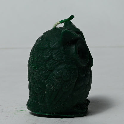 Real Owl Figure Candle Green