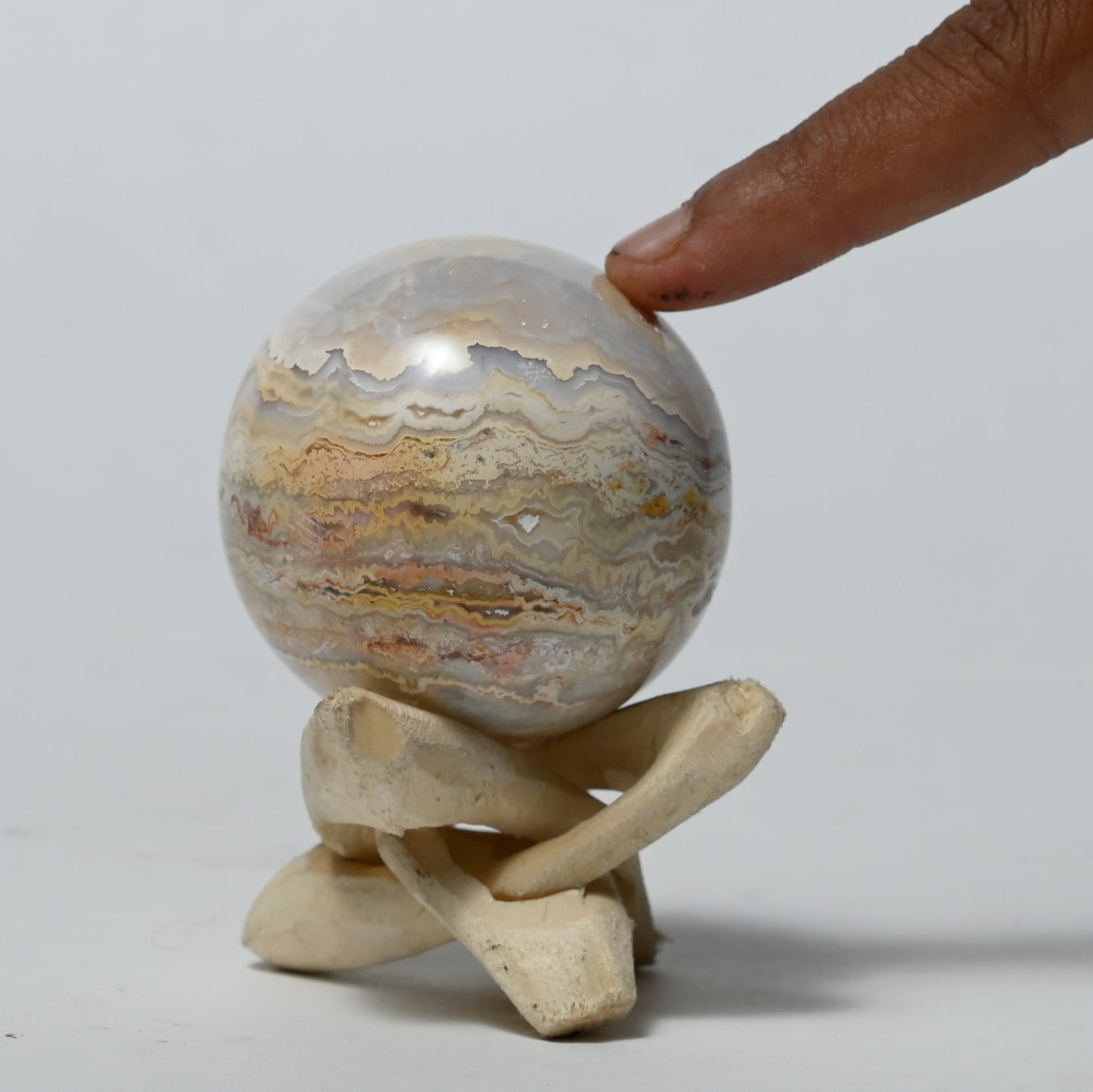 Real Yellow Lace Agate Crystal Ball Sphere