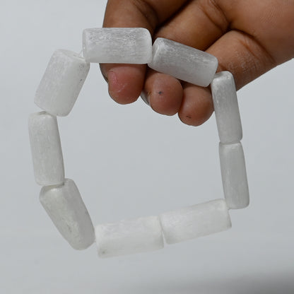 Real Selenite Crystal and Stone Tumble Bracelet Jewellery