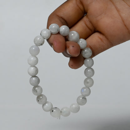 Real Rainbow Moonstone Crystal and Stone Bead Bracelet Jewellery 8mm