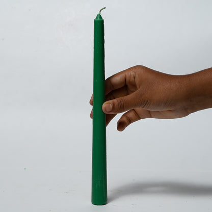 Real Long Simple Green Candle Daily Ritual Candle