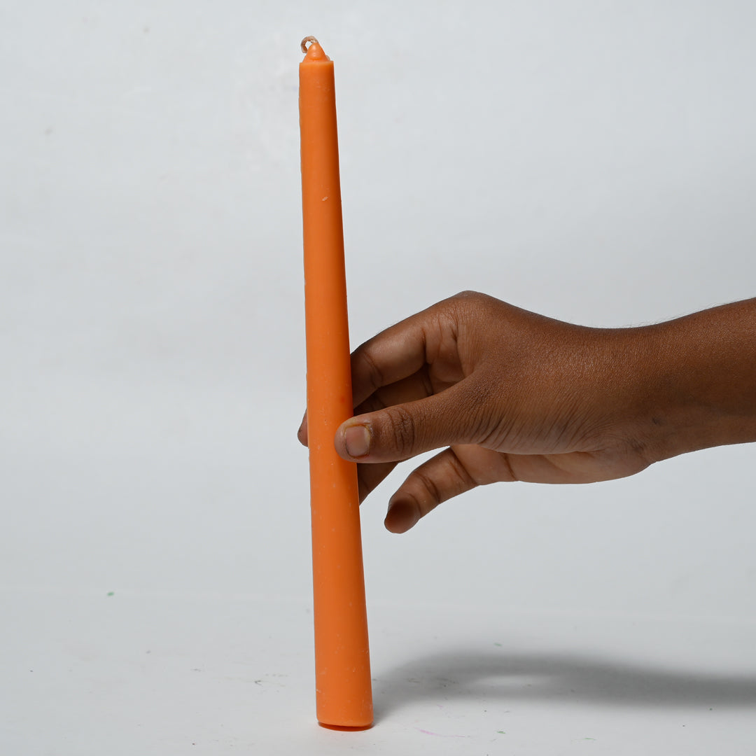 Real Long Simple Orange Candle Daily Ritual Candle