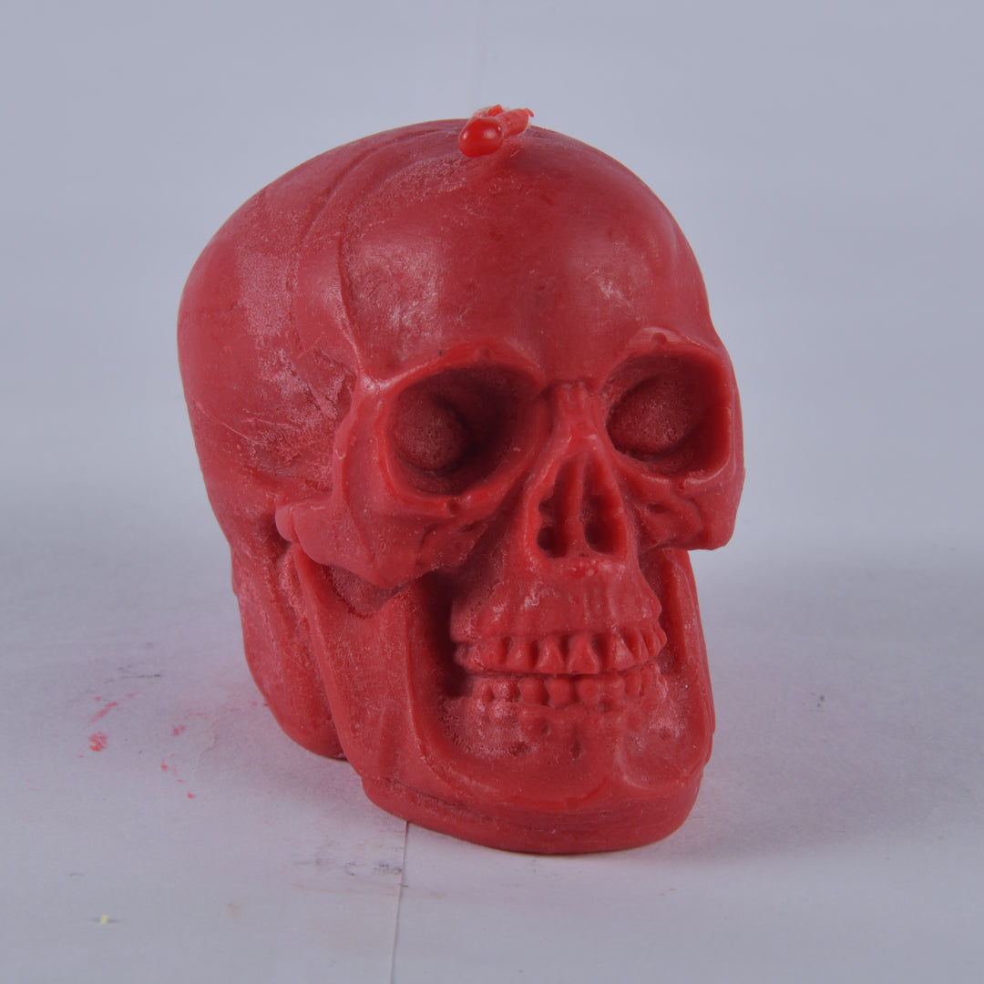 Real Human Skull Figure Candle Red