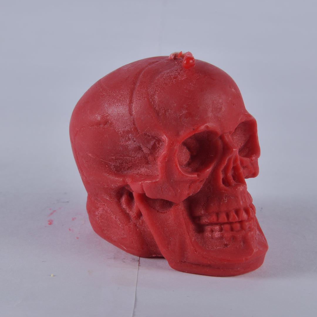 Real Human Skull Figure Candle Red