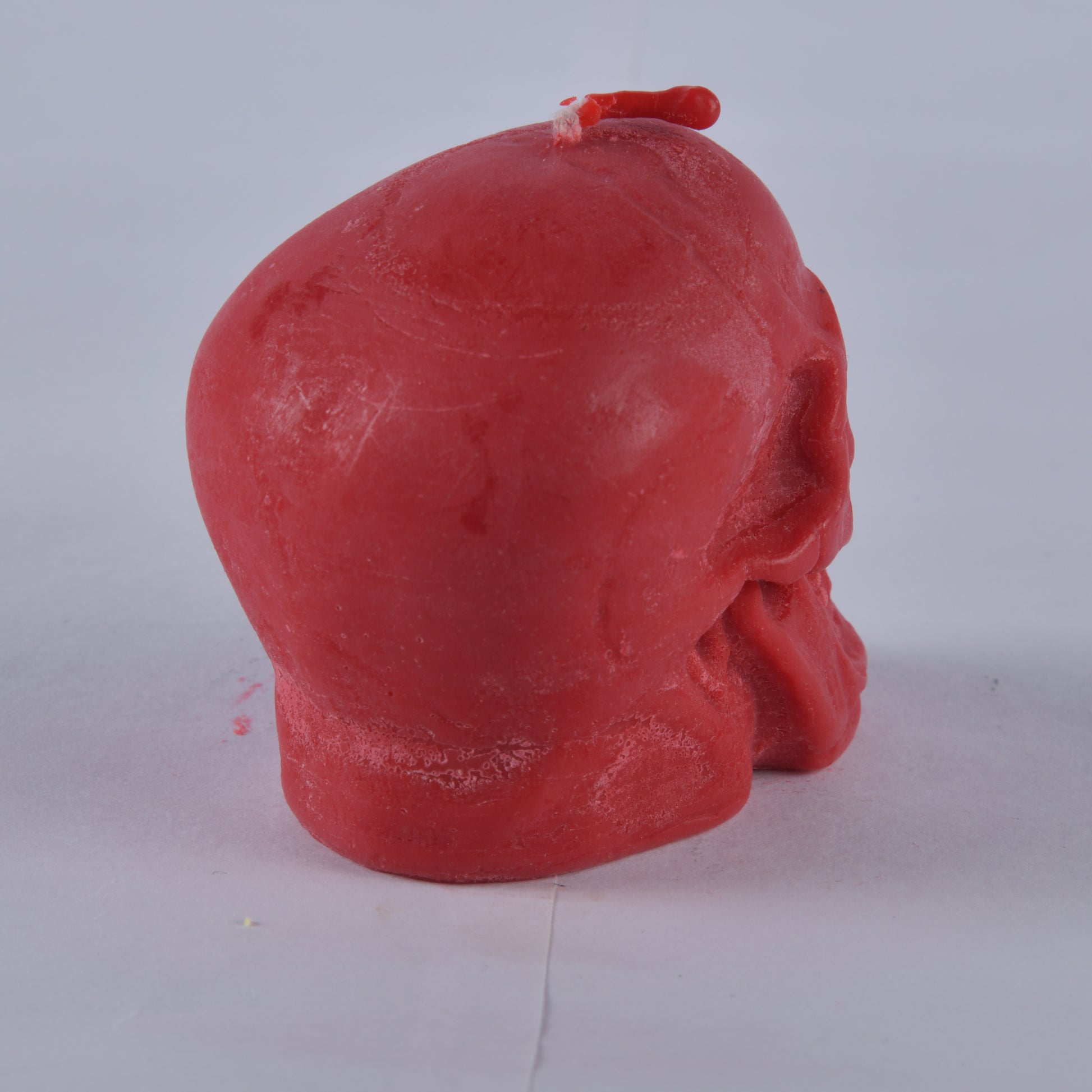 Real Human Skull Figure Candle Red