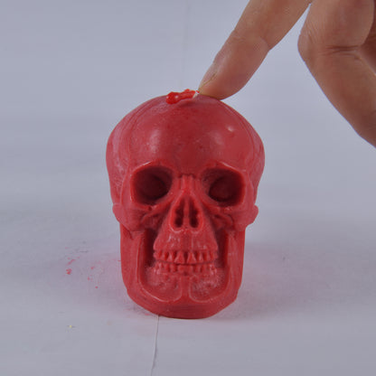 Real Human Skull Figure Candle Red