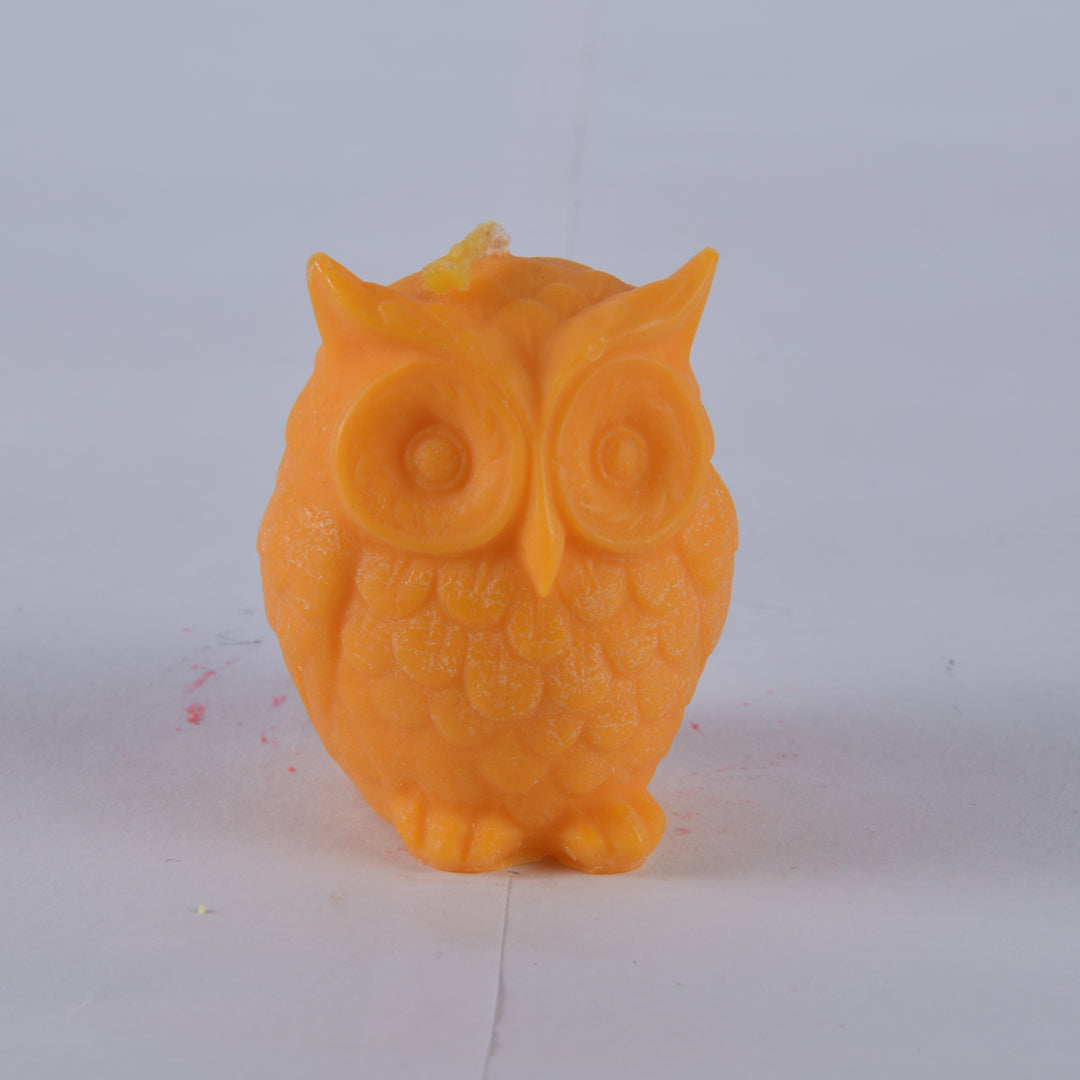 Real Owl Figure Candle Orange