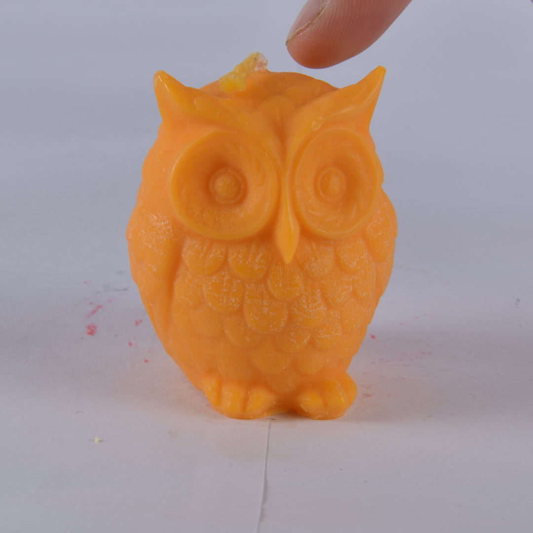 Real Owl Figure Candle Orange