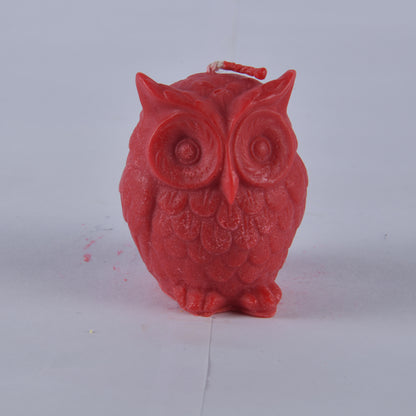 Real Owl Figure Candle Red