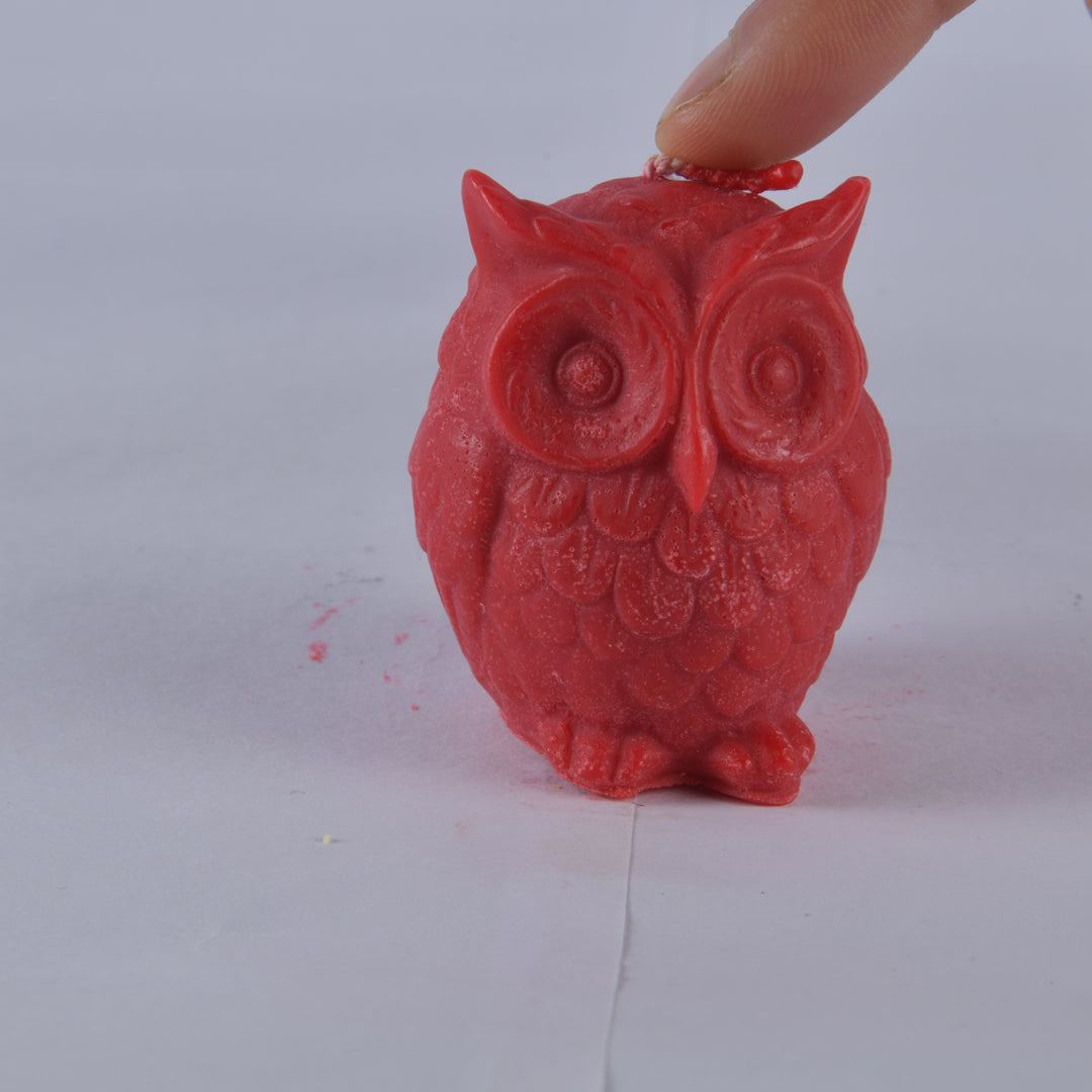 Real Owl Figure Candle Red