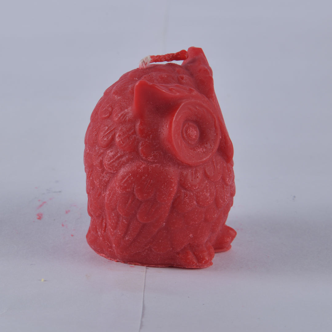 Real Owl Figure Candle Red