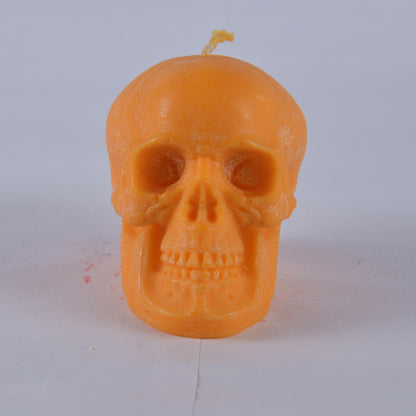 Real Human Skull Figure Candle Orange