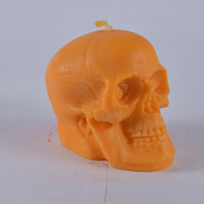 Real Human Skull Figure Candle Orange