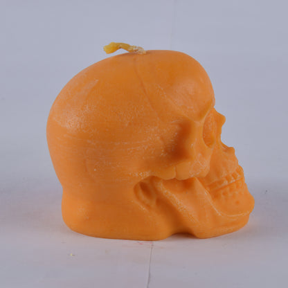 Real Human Skull Figure Candle Orange