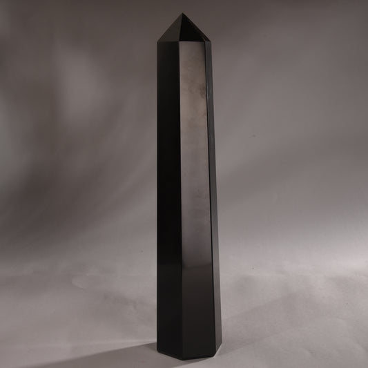 Real Black Obsidian Crystal Tower