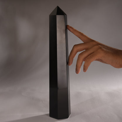 Real Black Obsidian Crystal Tower