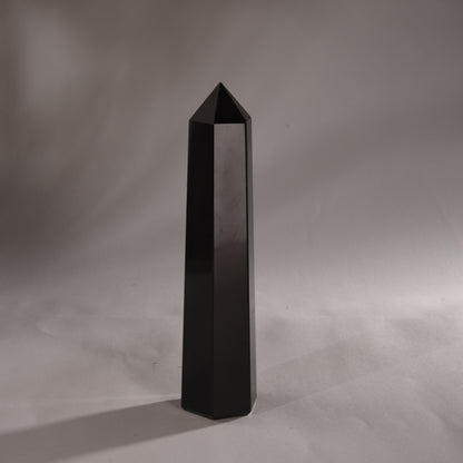 Real Black Obsidian Crystal Tower