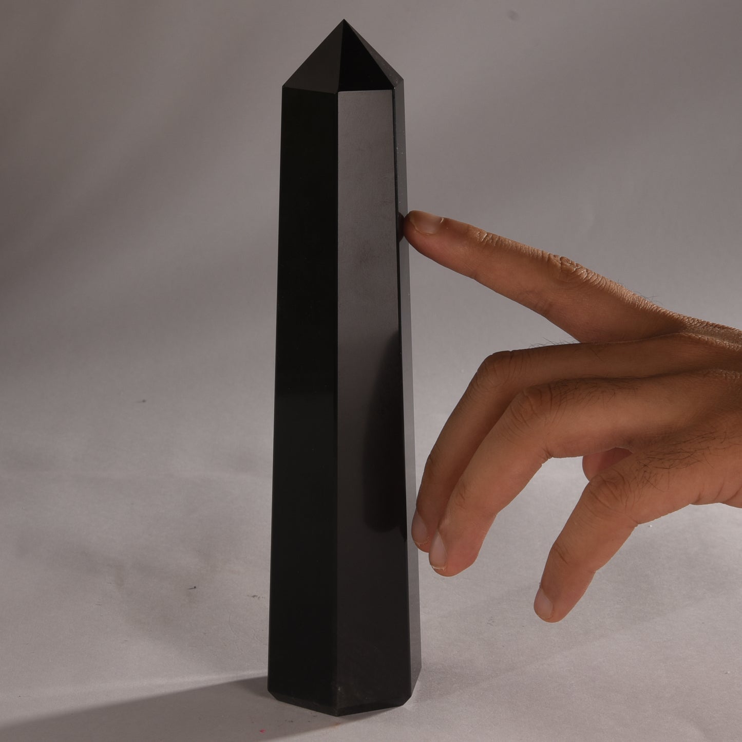 Real Black Obsidian Crystal Tower