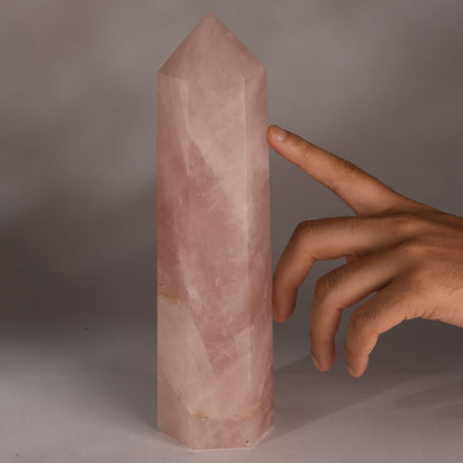 Real Rose Quartz Crystal Tower