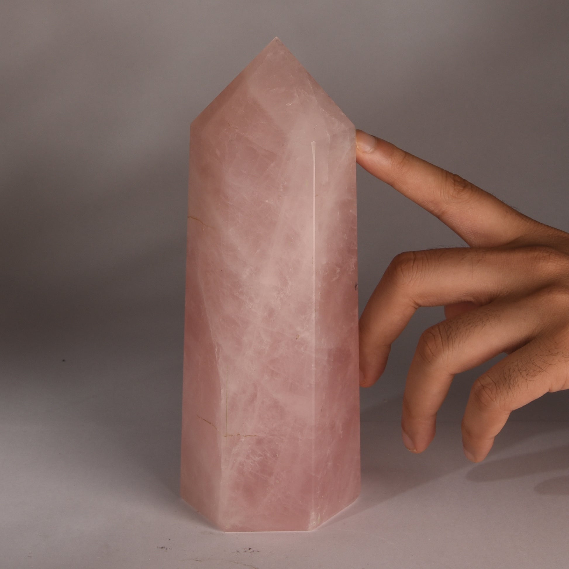 Real Rose Quartz Crystal Tower