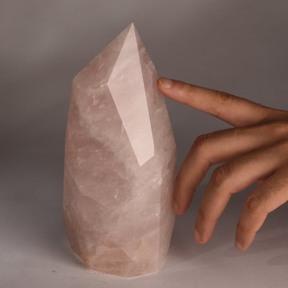 Real Rose Quartz Crystal Tower