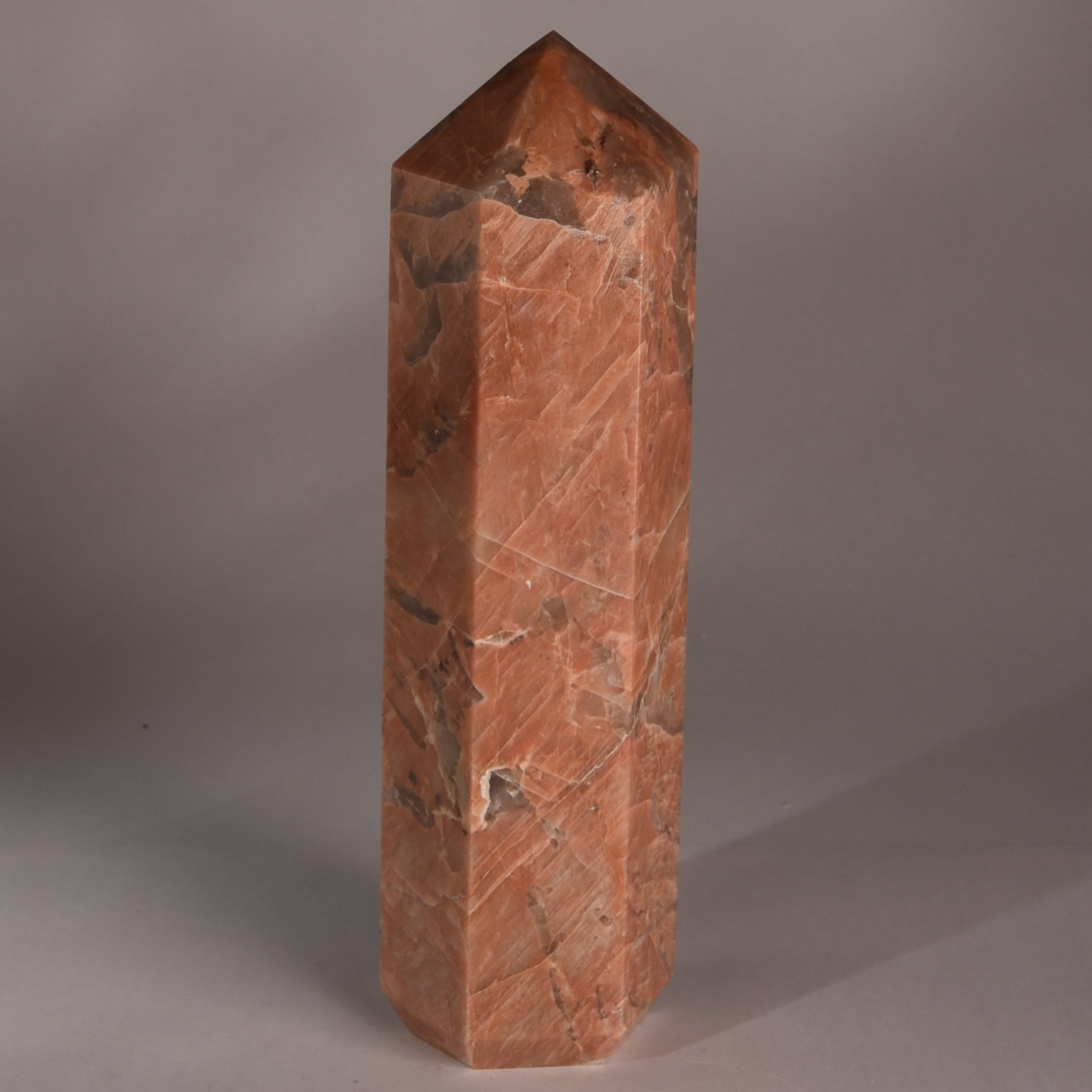 Real Peach Moonstone Crystal Tower