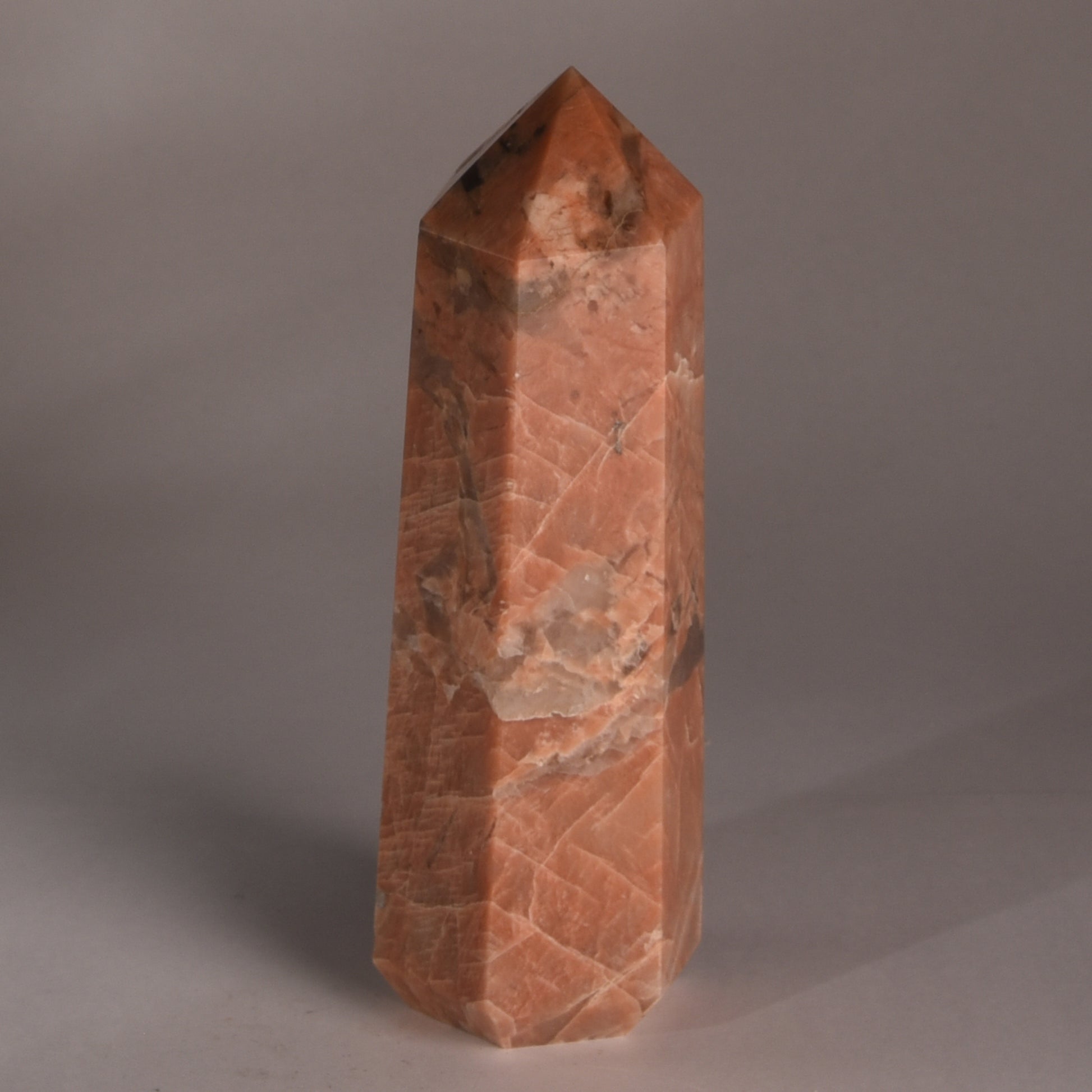 Real Peach Moonstone Crystal Tower