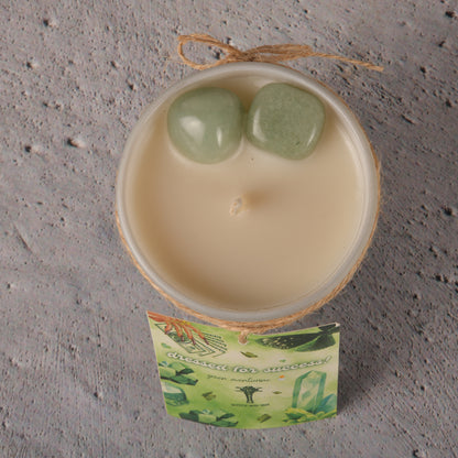 Real Intention Candles with Green Aventurine - Dressed For Success , Success , Burst of Hapiness , Financial Oppurtunities with notes of sage and cinnamon