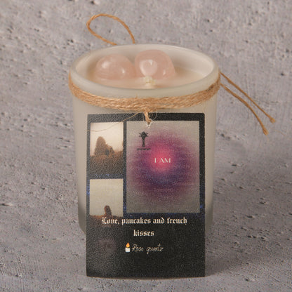 Real intention Candle Infused with the Healing and Loving Rose Quartz.withs scents of candy dream