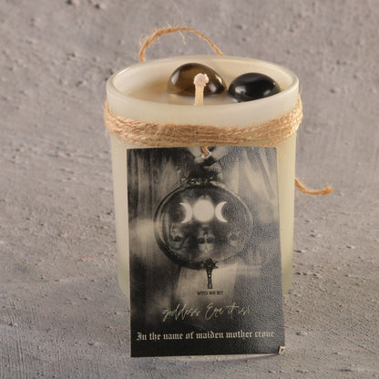 Real Intention Candle with Smokey Quartz - Alchemise Pain to Power, Grounding , Protection , Divination with a strong scent of coffee