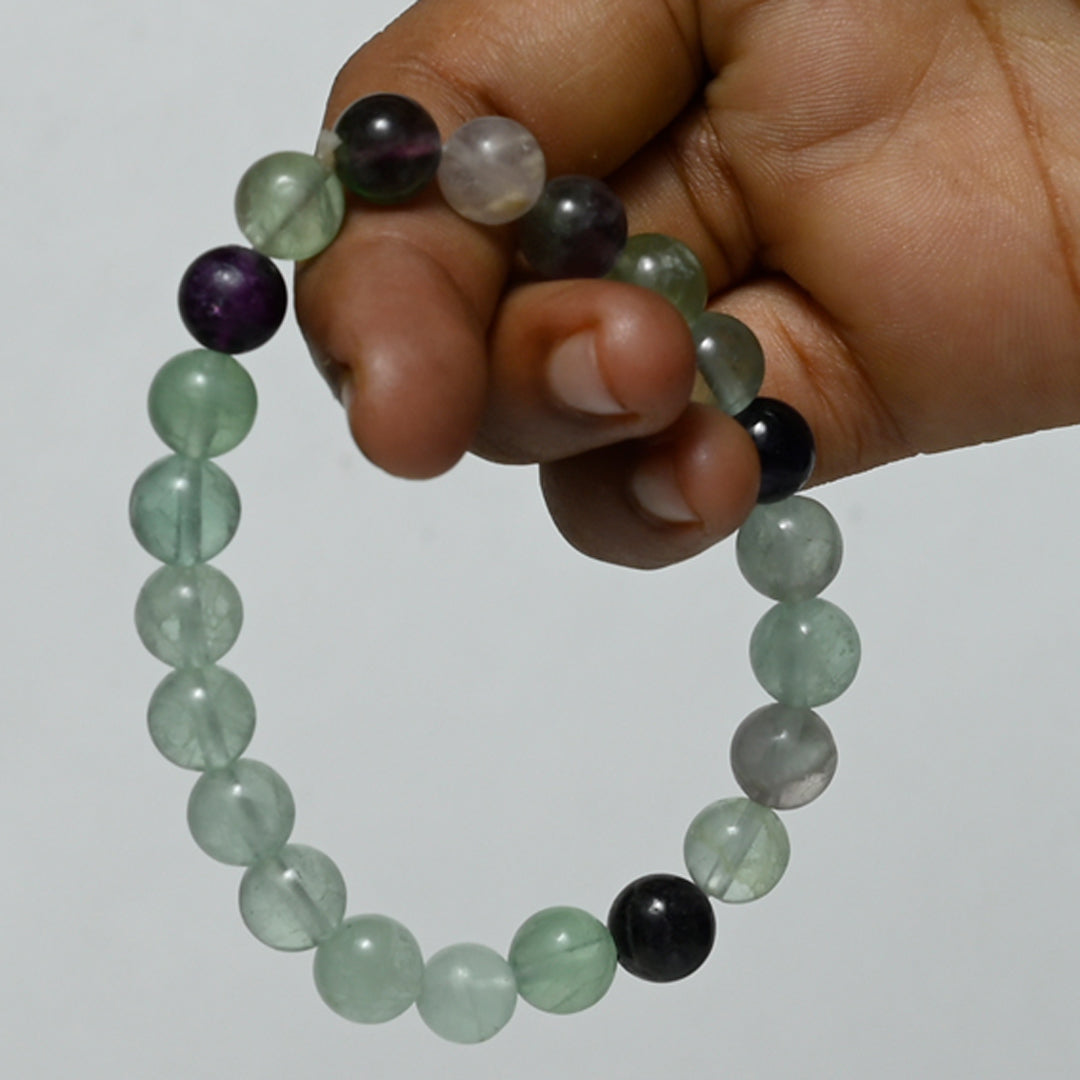 Real Fluorite Crystal and Stone Bead Bracelet Jewellery 8mm