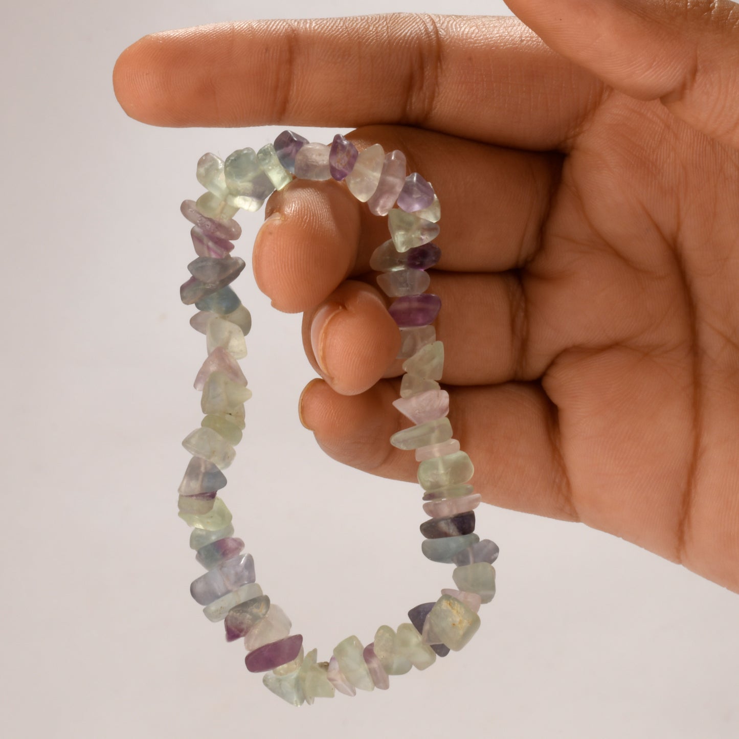 Real Fluorite Crystal and Stone Chip Bracelet Jewellery