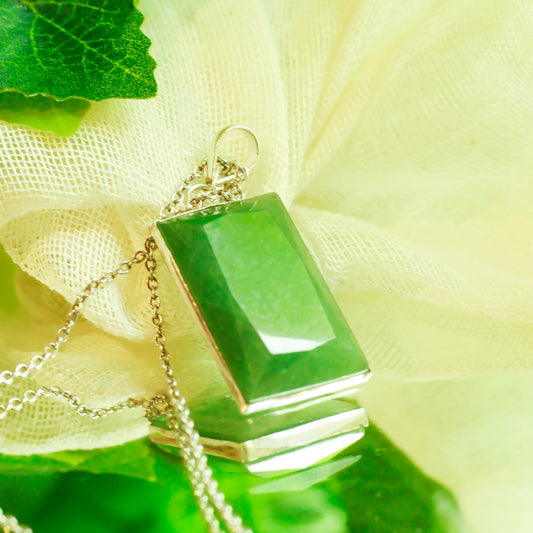 Real Green Aventurine  Silver Pendant