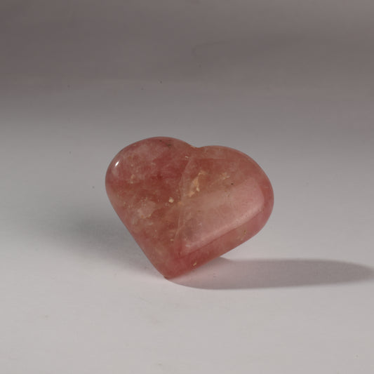 Real Rose Quartz Heart Crystal Palm Stone