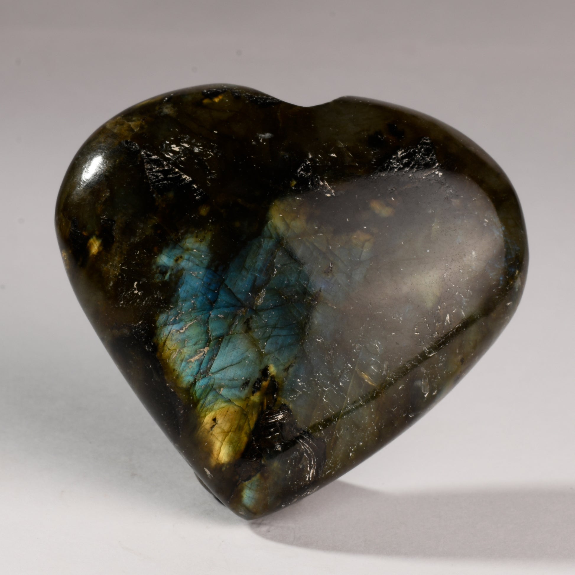 Real Labradorite Heart Crystal Palm Stone