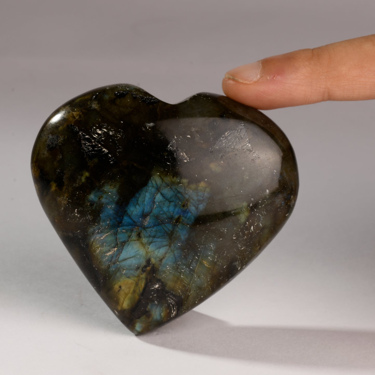 Real Labradorite Heart Crystal Palm Stone