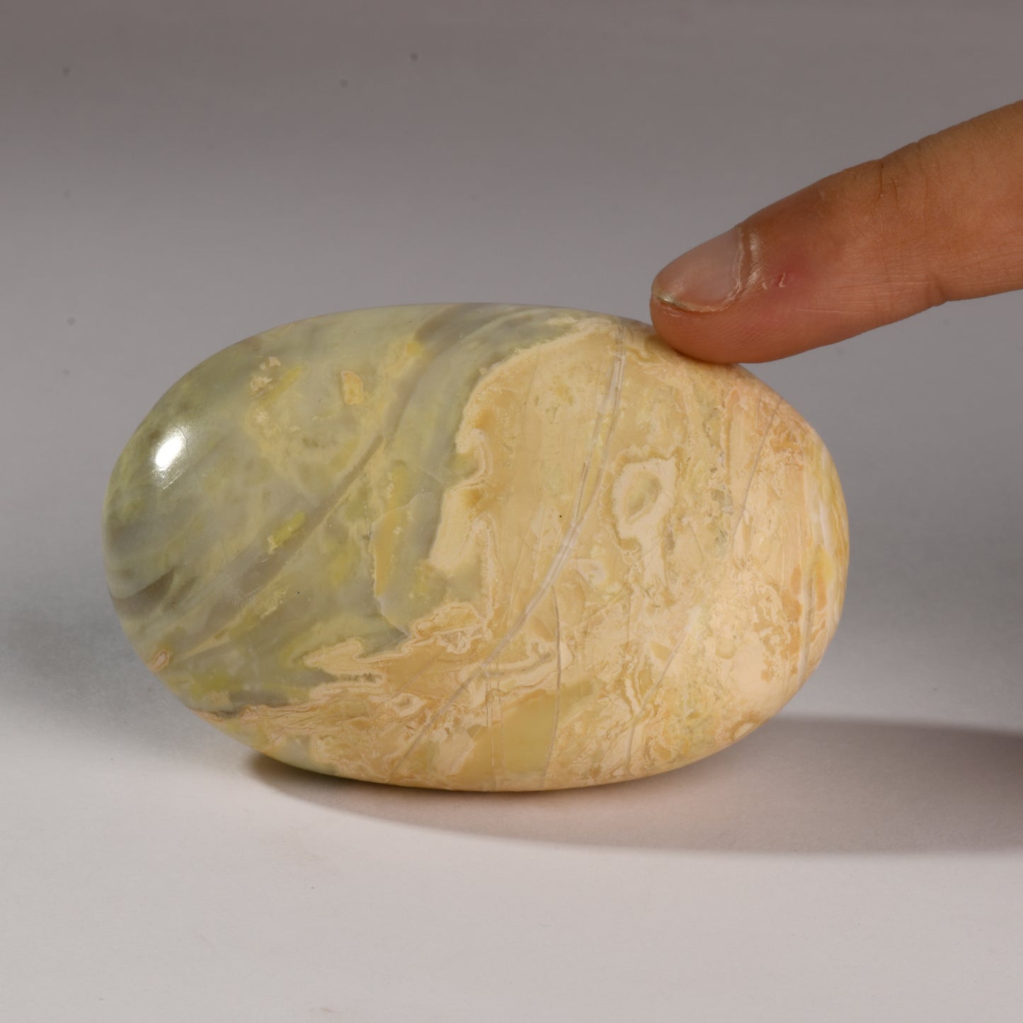 Real Serpentine Crystal Palm Stone